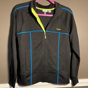 Izod Black Jacket with Blue and Yellow Accents